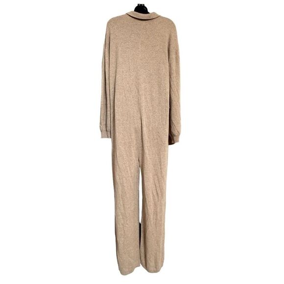 NEW Nordstrom tan cashmere knit straight leg jumpsuit size large luxurious - Picture 11 of 11